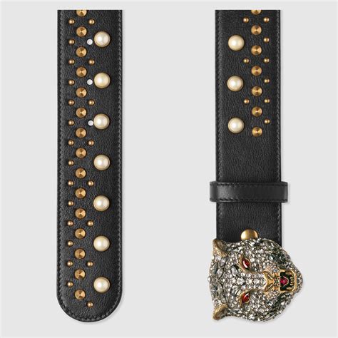 gucci chain belt with crystal feline|Gucci leather belt.